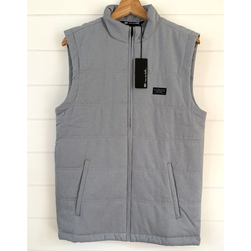 Travis Mathew Interlude Puffer Vest Full Zip Gray Mens Small Golf 1MX302